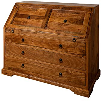 MASSIVMOEBEL24.DE | Oxford Sekretä Akazie, Farbe:Hellbraun lackiert, Größe:107x50x100 cm (BxTxH)