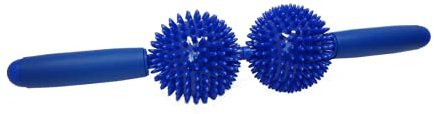 ATC Handels GmbH Massageroller mit 2 Bällen - Igelball 9 cm - für entspannende Massagen - Ideales Werkzeug für Muskelentspannung und Fußmassage, einfach zu handhaben und effektiv