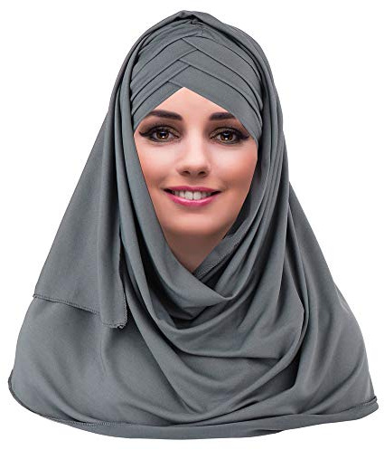 YOFASEN Sombrero Musulmán Slouchy - Mujeres Bufandas Islámicas Hermosa Hijab Beanie Gorro Shawl Pañuelo en la Cabeza, Gris, talla única