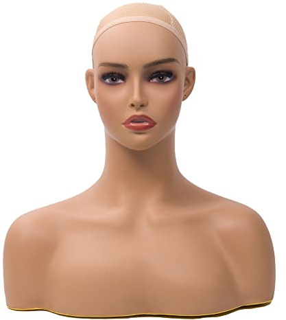 JINGFA Mannequin Head with Shoulder Display Manikin Head Bust for Wigs,Makeup,Beauty Accessories