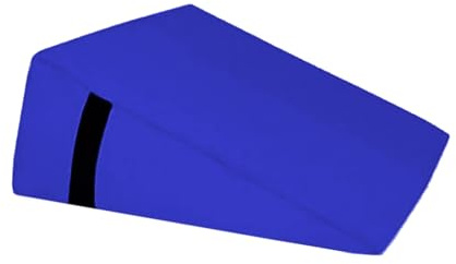 QUIRUMED Cojín Triangular, Medidas 28 x 30 x 13 cm, Color Azul, Ergonómico, Polipiel, Relleno Flexible, Cojín Masaje, Fisioterapia, Apoyo para la Espalda