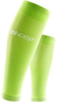CEP - Ultralight Calf Sleeves da uomo | Scaldamuscoli sottili in Flash Green/Black per una compressione esatta dei polpacci | Taglia V | XL