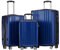 Merax Koffer Set 3-teilig, Hartschalen-Koffer Trolley Rollkoffer Reisekoffer Handgepäck, TSA Zollschloss, 4 Rollen, Teleskopgriff, ABS-Material, M-L-XL, Dunkelblau