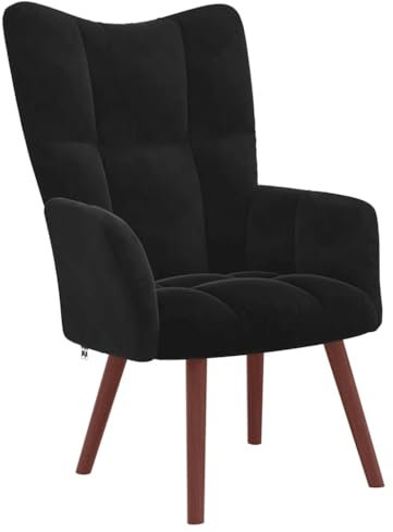 vidaXL Relaxsessel, Sessel mit Stahlrahmen Holzbeinen, Relaxstuhl Polsterstuhl mit Armlehne, Fernsehsessel Polstersessel Wohnzimmer, Modern, Schwarz Samt