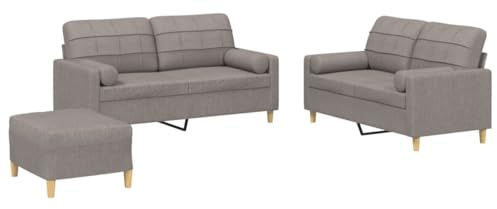 vidaXL Set Divani 3 pz con Cuscini Tortora in Tessuto, Divano, Seduta, Divano da TV, Poltrona, Divano in Tessuto, Poltrona Relax, Divano Confortevole