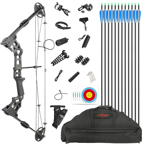 Compoundbogen und Pfeil Set Bogenschießen 20-70lbs Compound-Bogen-Set für Outdroor-Jagd Ziel Praxis (Rechte Hand)