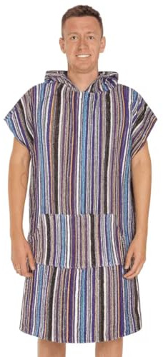 Weave Essentials Poncho Towel Bathrobe - 100% Combed Cotton Hooded Towel Poncho Adult with Oversized Pocket, Highly Absorbent Soft Poncho Towel, Changing Robe for Swimming, Surfing & Beach | Multi