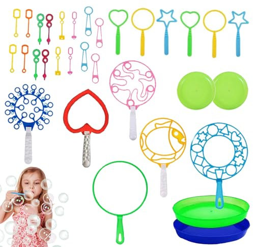 32 Stück Seifenblasen, Seifenblasen groß mit Tablett, Seifenblasen Set Ideal für Geburtstagsfeiern, Hochzeiten, Blasenherstellungsspiele im Innen- und Außenbereich