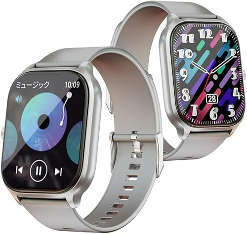 SLuB Smart Watch Smart Band 2,1 tum stor skärm full pekskärm ingen urtavla inställning 100 + rörelseläge musikkontroll IP68 vattentålig avisering sportklocka (grå)