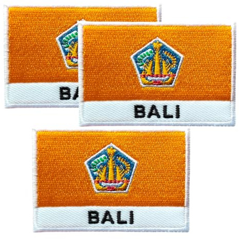 Bali Flag Patches National Country Flag Patch Tactical Flag Emblem Iron on/Sew on Embroidered Applique Patch Badge for Backpacks Hat Clothing Jackets Size 1.7X2.6 inches./Lot of 3 Pieces