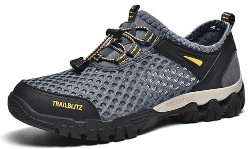 TRAILBLITZ Men's Water Shoes Quick Dry Outdoor Hiking Barefoot Boat Shoes Water Sports Shoes Waders Diving Hiking Sailing Travel Beach, grey, 12.5 UK