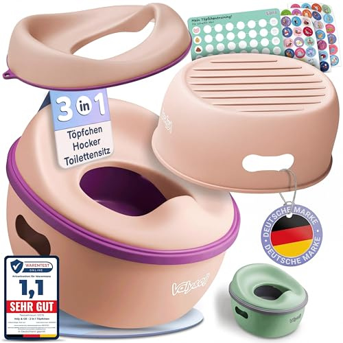 Valy&Oli® 3in1 Töpfchen für Kinder - Toilettensitz Kinder & Hocker - Ergonomisch, Bequem & Vielseitig - Leicht zu reinigen & sicher - Potty & Tritthocker Kinder - Ab 18 Monaten - Lila