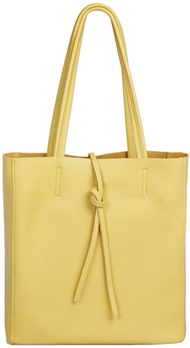 Caspar mittelgroße Leder Shopper Schultertasche Casual Damen Tasche mit Sicherheitsfach - CLASSIC LINE - Modell No.814 - Made in Italy, Farbe:curry