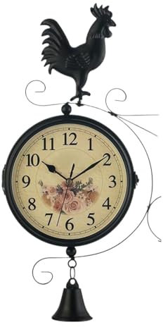 WANGZEYU Horloge Exterieure Etanche Horloge Murale de Jardin Double Face for intérieur et extérieur Horloge De Gare