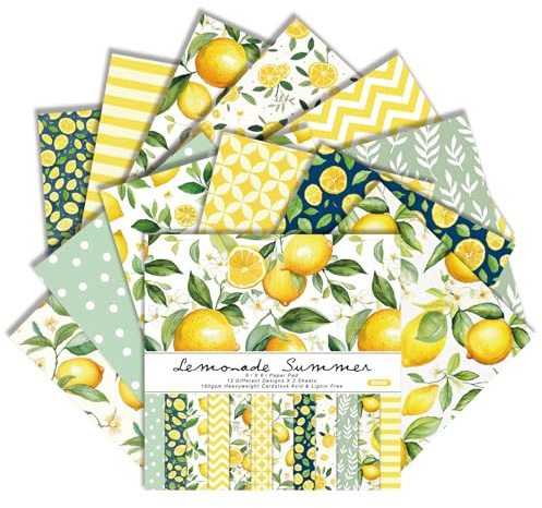 24 Sheets 6x6 Inch Scrapbook Paper, Single Sided Fruit (Lemon)