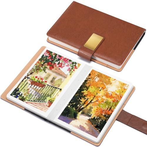 LIGHTWISH Blocco di Acquerello per Esterni, 20 Fogli A5 - Carta 100% Cotone 300 g/m², Texture Cold-Pressed per Paesaggi e Texture - Senza Acidi, per Gouache - 14x21 cm, Marrone