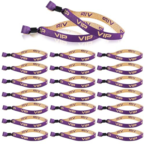 Clvsyh 50PCS Fasce VIP Per Eventi Oro Lilla, Festival Braccialetti, Braccialetti Di Ingresso Regolabili, VIP Braccialetti Di Identificazione Per Feste, Concerti, Compleanni, Matrimoni, Cinema