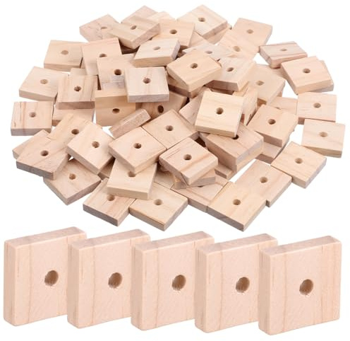 WEKADRIN 100pcs Natural Wooden Parrot Chewing Blocks Bird Cage Accessories Bird Teething DIY Craft Wood Chips for Cockatiels Parakeets Macaws