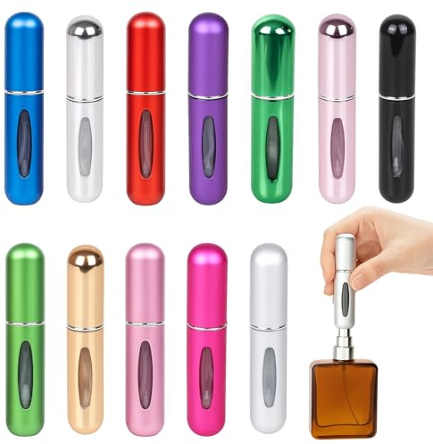 RQcMid Parfümzerstäuber Nachfüllbar, 12 Stück Mini Parfümzerstäuber 5ml, Reise Parfümzerstäuber für Unterwegs, Parfüm Abfüller in Verschiedenen Farben
