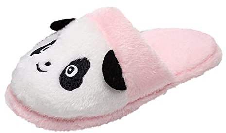 Vinter varma tofflor panda mjuk halkfri fleece på skor för inomhus utomhus