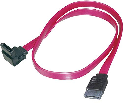 DIGITUS Cable SATA III - 0,5 m - conector en ángulo de 90 grados - 6 Gbit/s - SATA 3 - apto para discos duros, SSD o unidades ópticas - rojo
