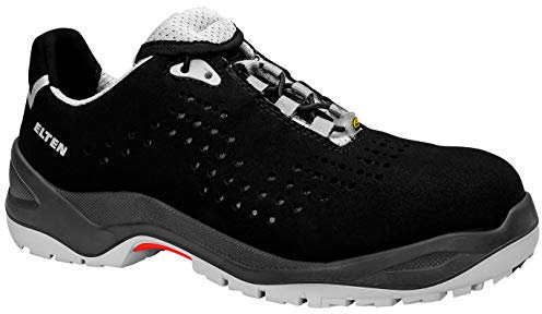 ELTEN Sicherheitsschuhe Impulse Grey Low ESD S1, Damen und Herren, Textil, Kunststoffkappe (Leichter als Stahlkappe), leicht, sportlich 43, Schwarz-Grau