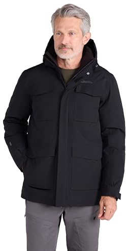 Mountain Warehouse Concord Extreme Mens Down Long Jacket - Waterproof Puffer Coat with Taped Seams, Detachable Hoodie & 4 Pockets - Cold Winter Weather Black XL