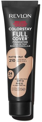 Revlon ColorStay Full Cover Foundation, Fondotinta Liquido, Per Pelli Normali E Secche, Copertura Totale E Finitura Opaca, Durata Fino A 24 Ore, 210 Sand Beige - 30ml