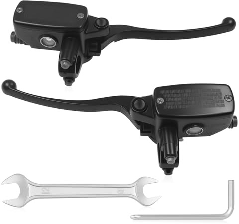 Triumilynn 7/8 Inch 22mm Brake Clutch Master Cylinder Replacement for Hon-da Yamaha Suzuki Kawasaki, 7/8 Handlebar for Universal Motorcycle - Left & Right（Black）