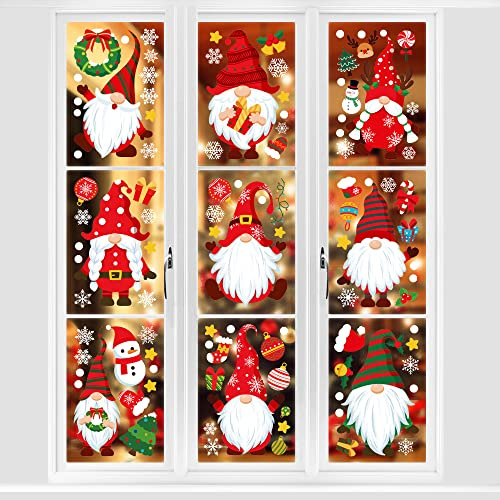 Pilikoll 8 ark fönsterbilder självhäftande jul PVC jul fönsterklistermärken juldekoration fönsterbilder jultomte snöflingor jul självhäftande för juldekoration