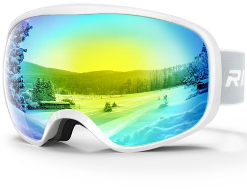 RIOROO Maschera da Sci Bambino 3~14 Anni Occhiali da Sci Maschera Sci Bambino Occhiali Sci 100% Anti UV Anti Nebbia anti-vento antipolvere, OTG per Ragazzo Ragazza Sci Snowboard Sport Invernali