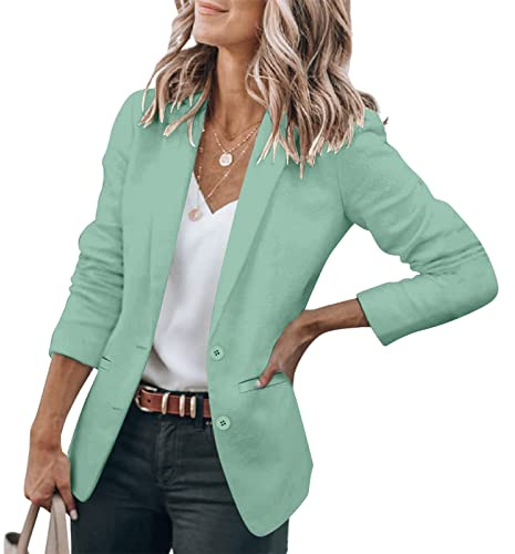 Vestes blazer légères pour femmes, décontractées, ouverture devant, manches longues, revers et poches, blazers de bureau, costume de travail, Large