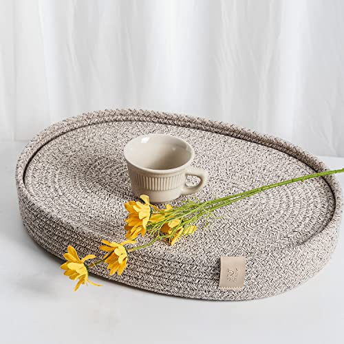 Placemats Set of 6 Oval – Woven Boho Farmhouse Table Mats for Dining Table for 6, Kitchen Decor, Washable and Handmade Rustic Accessories (Taupe Mix, Oval)