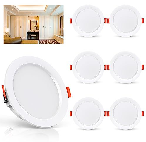 OUILA LED Einbaustrahler 230V 6er Set, LED Spot 5W 500LM IP44 Einbauleuchten 3000K Led Einbaustrahler Ultra Flach Deckenstrahler Led Spot für Badezimmer Küche Wohnzimmer Korridor