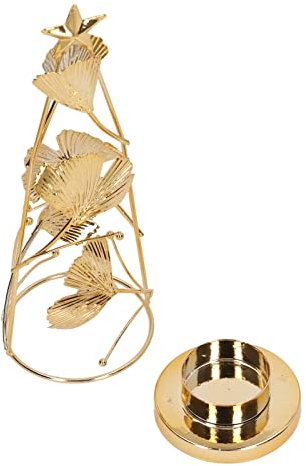 RXMORI Portavelas de Metal para árbol de Navidad, Portavelas de Té de árbol de Pino de Hierro Dorado, Portavelas Votivo Decorativo, Portavelas de Navidad para Decoración de Mesa