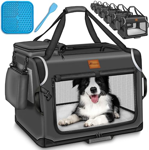 TRESKO Caja Plegable para Perros con Alfombrilla y espátula S 50 x 34 x 34 cm,Transportín para Perros pequeños y Grandes