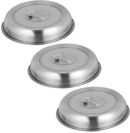Mikinona 3piezas De Verduras Redonda De Bistec De Acero Inoxidable Tapa De Para Alimentos Prueba De Aceite Tapa Metálica Para Cubrir Platos De Para Uso Cocina