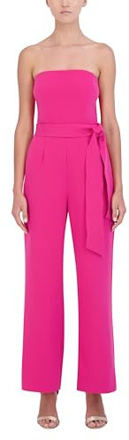 BCBG New York Damen Jumpsuit mit geradem Ausschnitt, weitem Bein, trägerlos, mit Gürtel, Flieder, 6