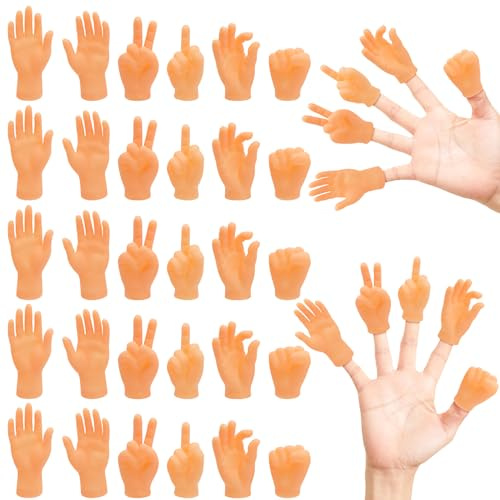30 mini títeres de dedos pequeños dedos mini divertidos de goma pequeñas manos para gatos, dedo de marionetas con dedos de goma