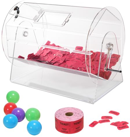 VEVOR Tambor de Lotería de Acrílico para Rifa Capacidad de 10000 Boletos o 300 Bolas Jaula de Juego de Bingo Transparente con 2 Llaves 565 x 1450 mm para Votación, Evento, Fiesta, Sala de Estar