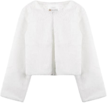Bolerose Veste Boléro Fille Fausse Fourrure | Doublure Satin, Fermeture Invisible, Manches Longues, Coupe Courte, Chaleur Légère, 3-10 Ans, Pailleté ou Uni