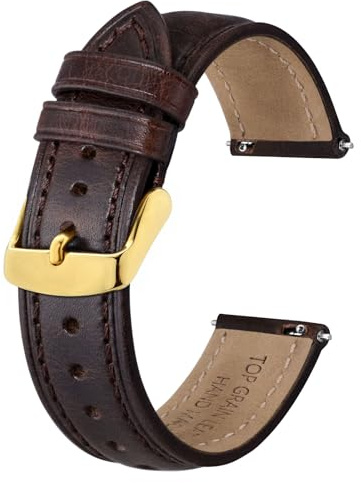 BISONSTRAP Retro Correas de Reloj de Cuero para Hombres, Correa de Repuesto de Piel de Becerro Encerada con Aceite, Liberación Rápida, Ancho de Correa 18mm 19mm 20mm 22mm