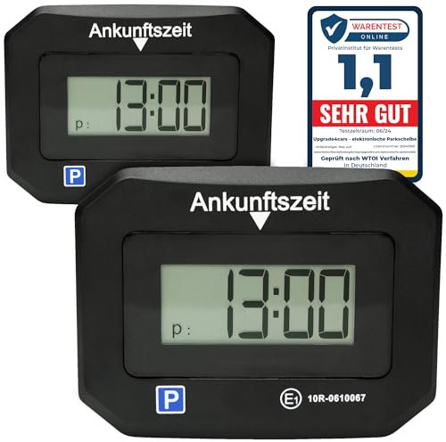 Upgrade4cars 2 x Elektronische Parkscheibe mit Deutscher Zulassung vom Kraftfahrt-Bundesamt | Parkuhr elektrisch mit Batterie | Automatisch & Digital