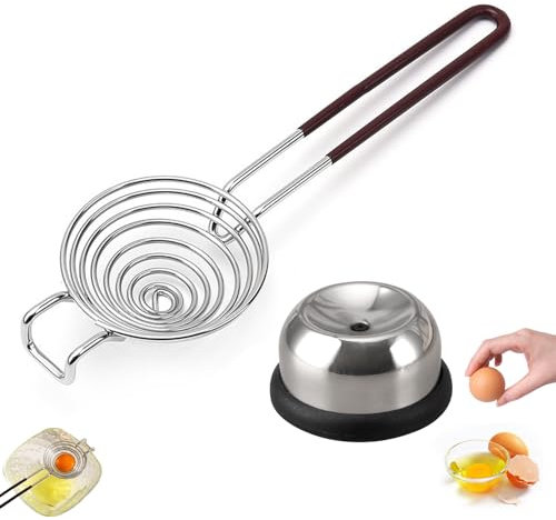 2 Stück Eiertrenner Edelstahl Eierstecher Eipicker Set, Eigelbtrenner Eeierpiekser Eierschalenöffner Eieröffner Eierpicker für Küche Backwerkzeug Küchenzubehör Spülmaschinenfreundlich