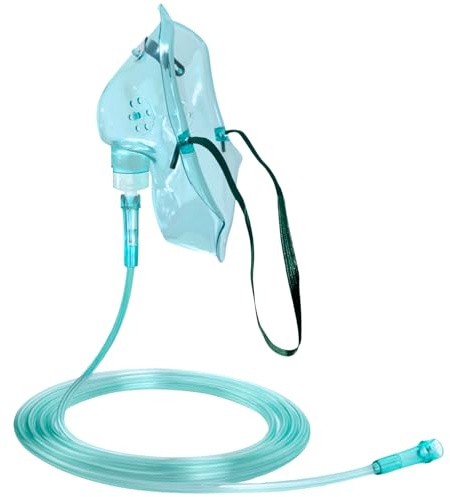 STAYPROTECH Maschera per ossigeno con tubo lungo 2,1 m, aumenta l'ossigeno e migliora l'ossigenoterapia, vestibilità comoda, cinturino regolabile e morbido materiale in PVC. Maschera per ossigeno per