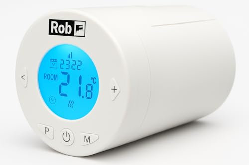 ROB Smart Termostato per termosifone con LCD, programmabile, modalità risparmio energetico, rivelazione aperta, compatibile con valvole Danfoss RA/RAV/RAVL