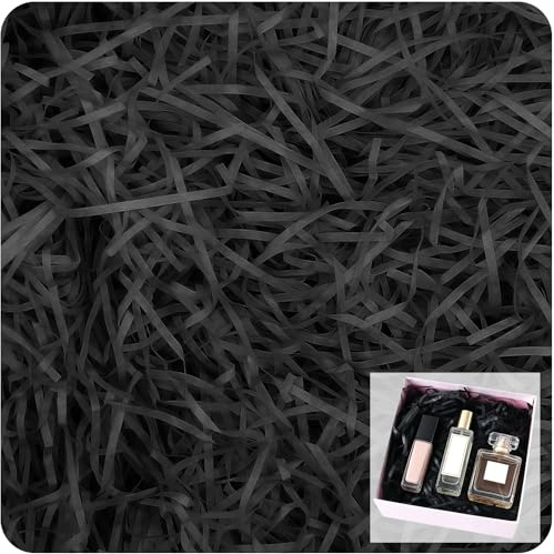 Papier de soie déchiqueté pour boîtes cadeaux, papier déchiqueté doux pour remplissage de paniers et emballages, papier de remplissage pour Noël, anniversaire, fête (Noir, 100g)