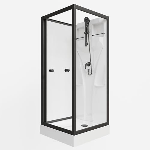 Schulte Komplettdusche Juist 80x80 cm, Schwarz, 190 cm hoch