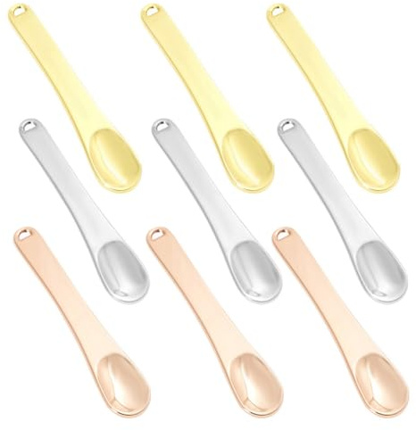 HOMSFOU Spatules en Alliage de Zinc Cuillères Cosmétiques Réutilisables Lot de 9 pour Soin Visage pour Appliquer Crème et Masque Outil Beauté Portable
