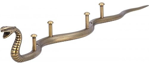 SIRO Hakenleiste Hövelhof, Afrika, Ägypten, Tier, Schlange, Design, Druckguss altmessingfarbig brüniert getrommelt, 369 mm x 58 mm x 40 mm, LA 128 mm, 2088-369ZN10V1K
